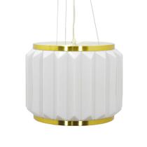 Lustre Pendente Metal Redondo Cristal Branco Relevo