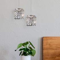 Lustre Pendente Milano Cristal Redondo 2 Lâmpadas G9 Bronzearte