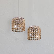 Lustre Pendente Milano Cristal Redondo 2 Lâmpadas G9 Bronzearte