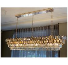 Lustre Pendente Moderno 140cm Oval todo Cristal Formosa