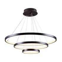 Lustre Pendente Moderno 3 Anéis 20 40 e 60cm Arco Ring Led 55W 6500K