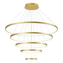 Lustre Pendente Moderno 5 Anéis Led 188W 3000K Bivolt Dourado