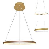 Lustre Pendente Moderno 60cm Anel LED 30W Dourado 3000K Bivolt