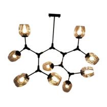 Lustre Pendente Moderno 9 Lâmpadas C107Cm Preto Krypton