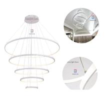 Lustre Pendente Moderno Anéis 5 Aneis Arcos 100CM para Pe Direito Duplo Cor Branco 110v/220v