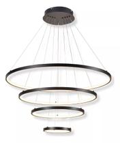 Lustre Pendente Moderno Anéis Led 4 Arcos