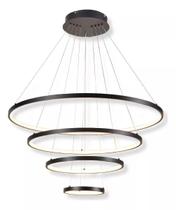 Lustre Pendente Moderno Anéis Led 4 Arcos