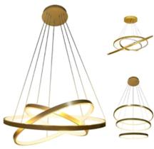 Lustre Pendente Moderno Anéis Ring Led Dourado 89W 3 Arco Bivolt 80CM+60CM+40CM 6001-3 - ATP