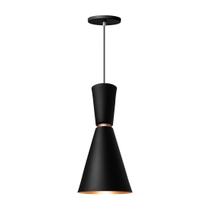 Lustre Pendente Moderno Cone Moscou Preto P/ Mesa Bancada