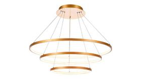 Lustre pendente moderno dourado 3 anéis em led arco 3000k - ri