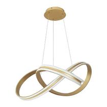 Lustre Pendente Moderno Duplo Infinity LED 50W Dourado 4000K Bivolt