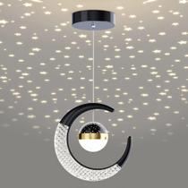 Lustre Pendente Moderno Formato Lua E Estrelas Led 3 Em 1