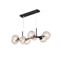 Lustre Pendente Moderno Jabuticaba 8 Lâmpadas Preto Sala Cozinha Mesa Jantar Área Gourmet