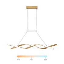 Lustre Pendente Moderno LED 30W Onda Dupla Dourado Multicor Bivolt