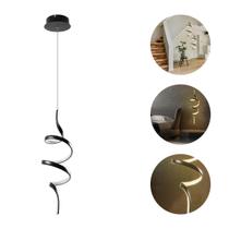 Lustre Pendente Moderno Led Luz Quente 3000K Preto Worm 18W