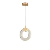 Lustre Pendente Moderno Led Redondo Cristal Bolhas Dourado