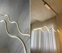 Lustre Pendente Moderno Nórdico Ondulado Dourado