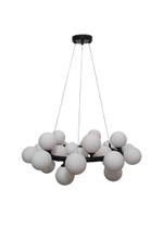Lustre pendente moderno preto fosco 25 lâmpadas jabuticaba