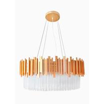 Lustre Pendente Moderno Redondo Dourado Cristal 8 Lâmpadas