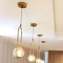 Lustre Pendente Moderno Retrô Dourado INL78