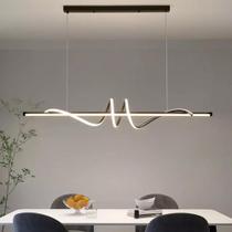 Lustre Pendente Moderno Sinus LED 45w 3 em 1 em Alumínio Preto para Ambientes Sofisticados Lustre Pendente Moderno Sinus LED 45w 3 em 1 em Alumínio Preto para Ambientes Sofisticados