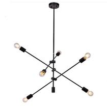 Lustre Pendente Moderno Sputinik 6 Lâmpadas Preto