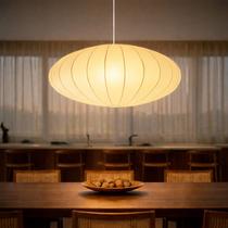 Lustre Pendente Moderno Tecido Disco 60Cm Grande Acienda Tec16