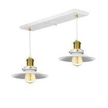 Lustre Pendente Nordic Duplo Base Retangular Branco/Dourado