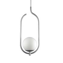 Lustre Pendente ON CLIP - PRATA com globo de vidro Branco Lustre Pendente ON CLIP - PRATA com globo de vidro Branco