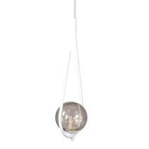 Lustre Pendente ON DROP - BRANCO com globo de vidro Fume