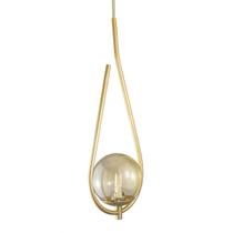 Lustre Pendente ON DROP - DOURADO com globo de vidro Âmbar