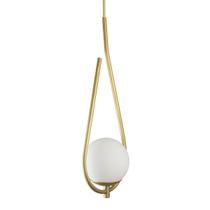 Lustre Pendente ON DROP - DOURADO com globo de vidro Branco