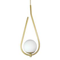 Lustre Pendente On Drop - Dourado Com Globo De Vidro Branco