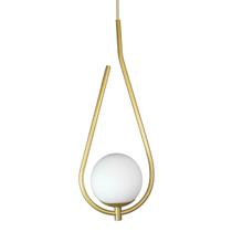Lustre Pendente ON DROP - DOURADO com globo de vidro Branco