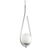 Lustre Pendente ON DROP - PRATA com globo de vidro Branco