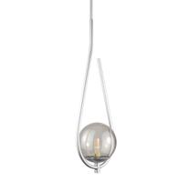 Lustre Pendente ON DROP - PRATA com globo de vidro Fume