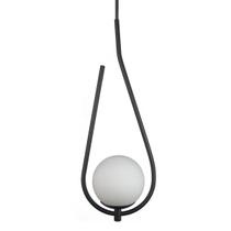 Lustre Pendente ON DROP - PRETA com globo de vidro Branco