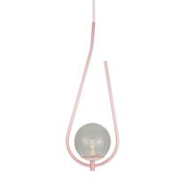 Lustre Pendente On Drop - Rosé Com Globo De Vidro Fumê