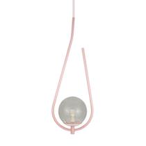 Lustre Pendente ON DROP - ROSÉ com globo de vidro fumê