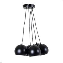 Lustre Pendente Orbit 5 Bolas Preto Fosco Para Lâmpadas G9