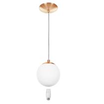 Lustre Pendente Orby Bolinha New Cobre + Lampada 3000k