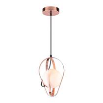 Lustre Pendente Orluce Globe Drop Opalino Rose Gold E27 Bivo