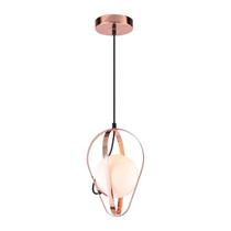 Lustre Pendente Orluce Globe Drop Opalino Rose Gold E27 Bivolt