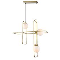 Lustre Pendente Orluce Globe III Opalino Dourado E27 Bivolt