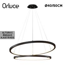 Lustre Pendente Orluce Led 2 Aros Arcos Preto 40/50Cm 2700K