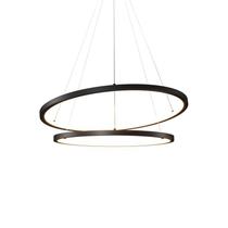 Lustre Pendente Orluce Tabat OR1749 com 2 Aros 50/40cm Preto Led Bivolt