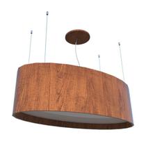 Lustre Pendente Oval 78cm em Acrílico e Madeira Imbuia