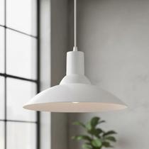 Lustre Pendente Para Sala de Jantar Balcão Bancada Chapéu Chinês em Vidro Ice Branco 30 cm Design Moderno