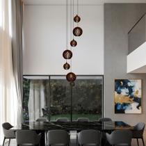 Lustre Pendente Para Sala Pé direito Alto 5m MBM - Marrom