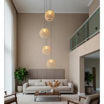 Lustre Pendente Para Sala Pé direito Duplo Quatro Ball P7 - Marfim Lustre Pendente Para Sala Pé direito Duplo Quatro Ball P7 - Marfim